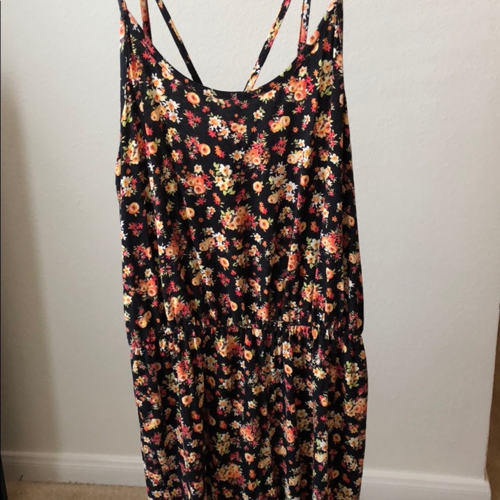 Floral romper with cut out open back